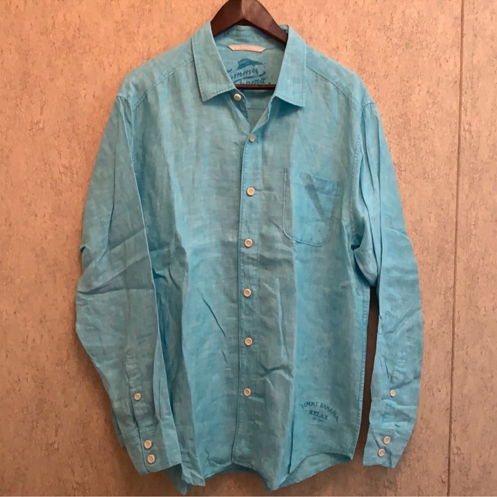 Beautiful Tommy Bahama linen shirt size L in EUC